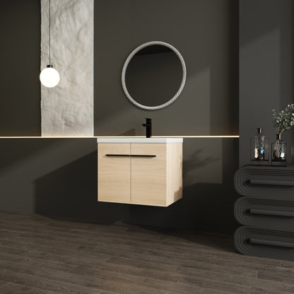 American Design 24-Inch Oak Bathroom Vanity with Resin Sink and 2-Door Cabinet