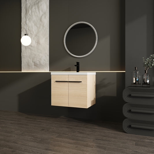 American Design 24-Inch Oak Bathroom Vanity with Resin Sink and 2-Door Cabinet