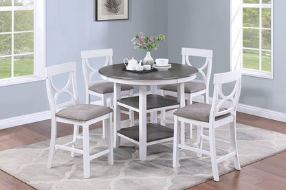Counter Height Dining Set Storage Padded Chairs 5 Pc White