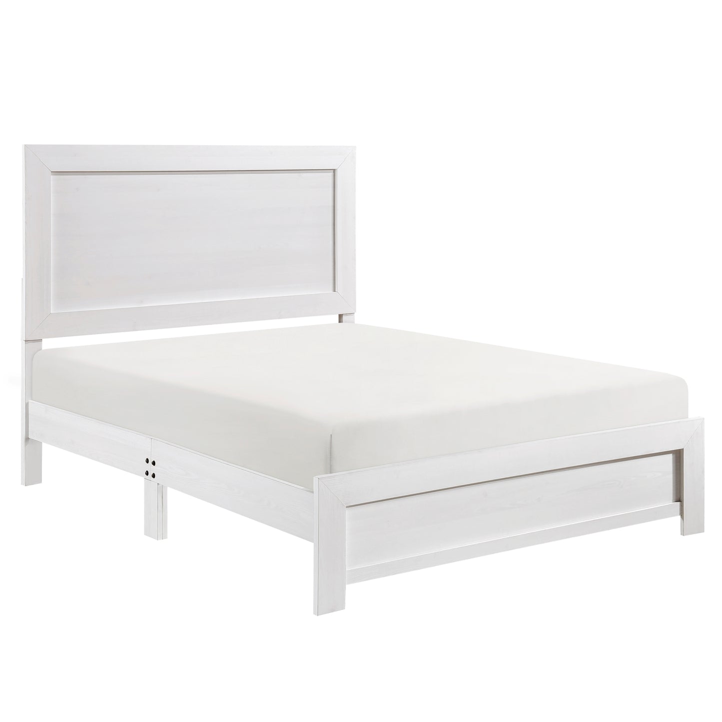 Modern White Queen Panel Bed with Rustic Charm - Bed in a Box