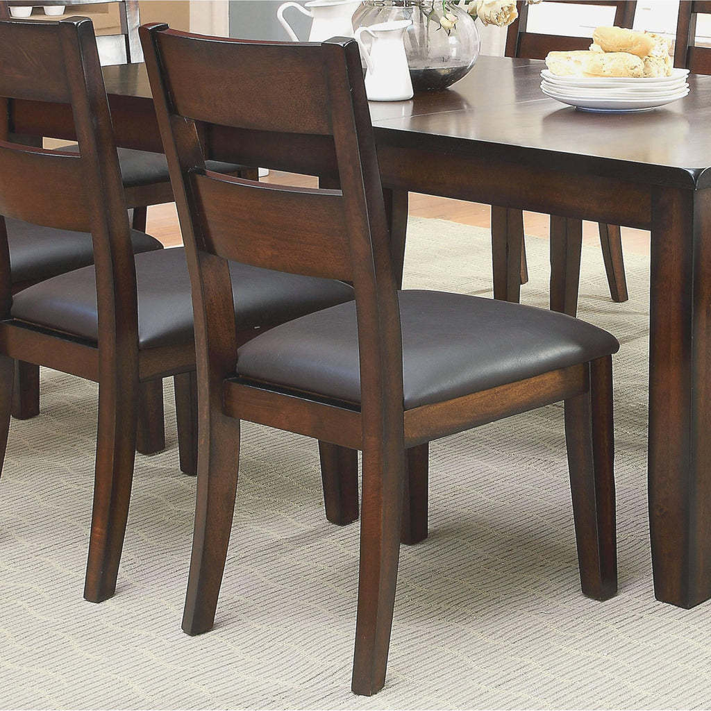 Solid Wood Dining Chairs Set of 2, Transitional, Padded Leatherette, Ladder Back, 19.25W x 39.25H, Dark Cherry