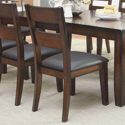 Solid Wood Dining Chairs Set of 2, Transitional, Padded Leatherette, Ladder Back, 19.25W x 39.25H, Dark Cherry