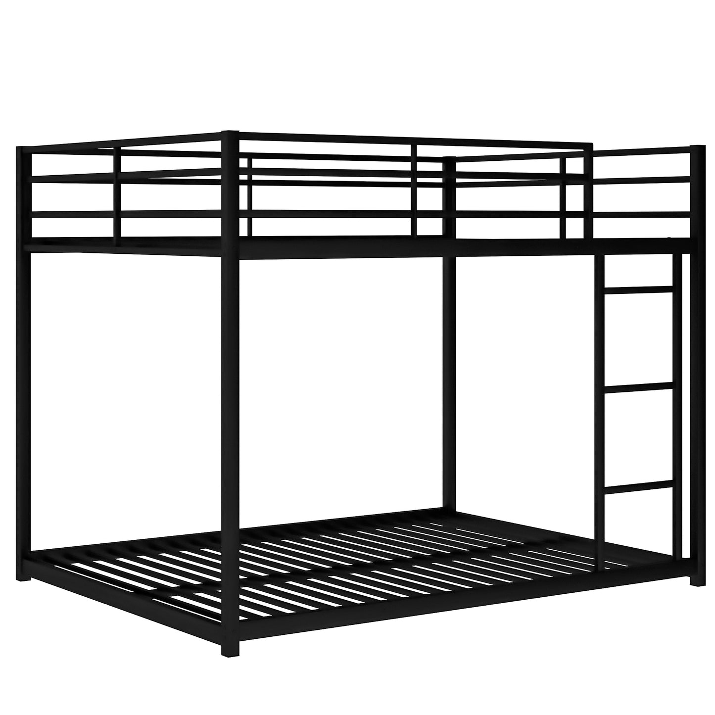 Stylish Black Full Over Full Metal Bunk Bed with Convenient Ladder