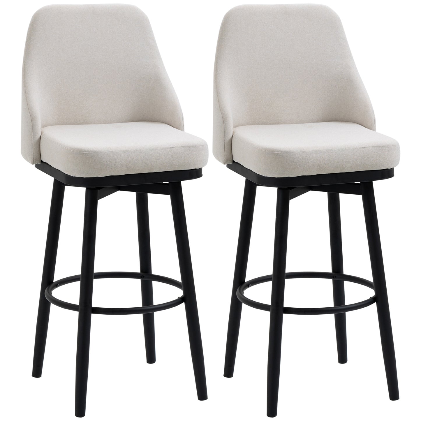 Bar Height Bar Stools Set Of 2 Cream White 360 Swivel