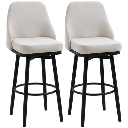 Bar Height Bar Stools Set Of 2 Cream White 360 Swivel