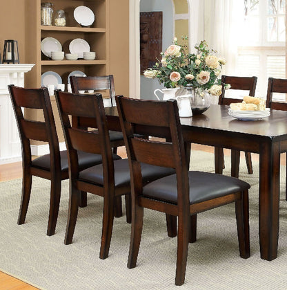 Solid Wood Dining Chairs Set of 2, Transitional, Padded Leatherette, Ladder Back, 19.25W x 39.25H, Dark Cherry