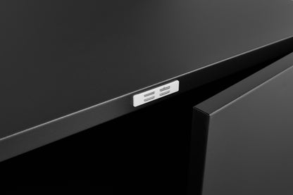 Mobile Black Steel Copier Cabinet with 2 Doors and Adjustable Storage