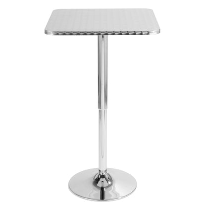 Bistro Contemporary Adjustable Square Bar Table in Silver by LumiSource
