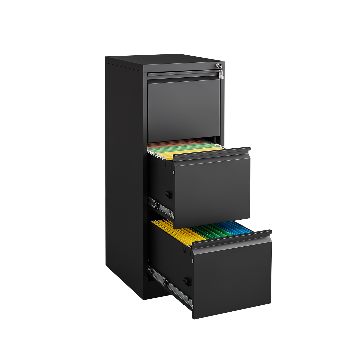 3 Drawer File Cabinet with Lock,Two Drawer Filing Cabinet,Vertical Metal File Cabinet for Home Office Organizer Storage Cabinet Fit Letter/A4/Legal Size File