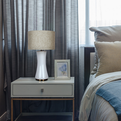 24.5-Inch Cascading Glass Table Lamp with Golden Brass Base, Modern Living Room Accent Light, Off White