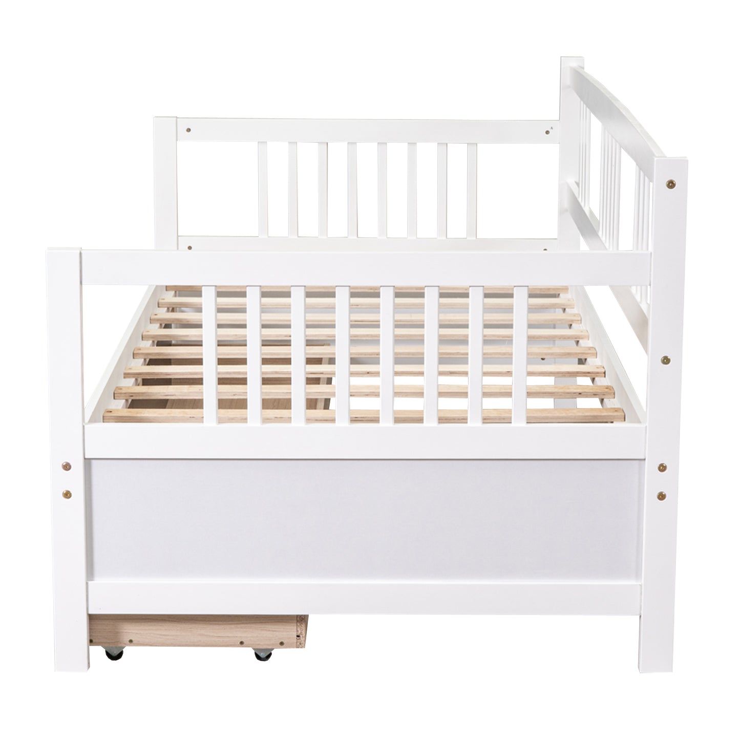 White Twin Size Wood Daybed with Dual Storage Drawers