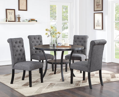 Round Dining Table With Nailhead Trim And Storage Natural