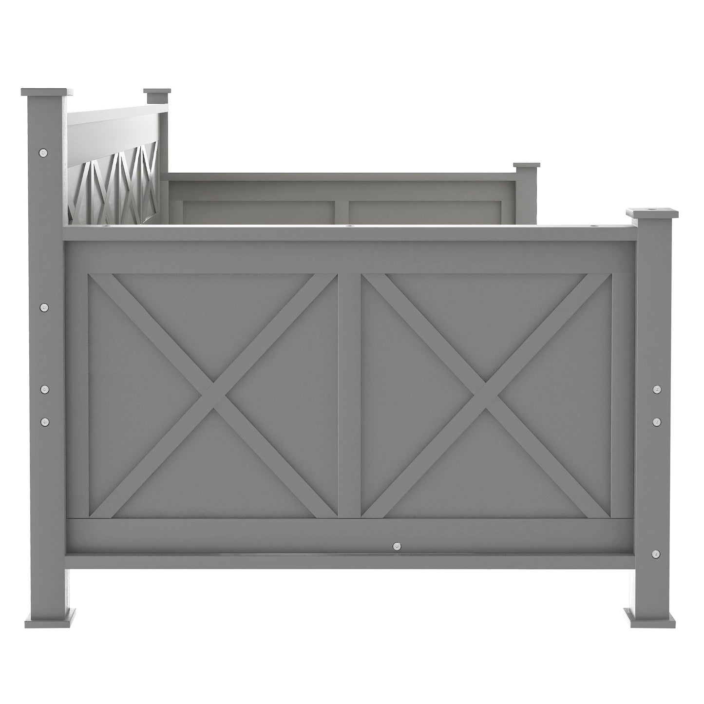 Elegant Twin Size Daybed with Spacious Drawers, X-Frame Design, Modern Rustic Appeal in Gray