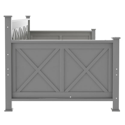 Elegant Twin Size Daybed with Spacious Drawers, X-Frame Design, Modern Rustic Appeal in Gray