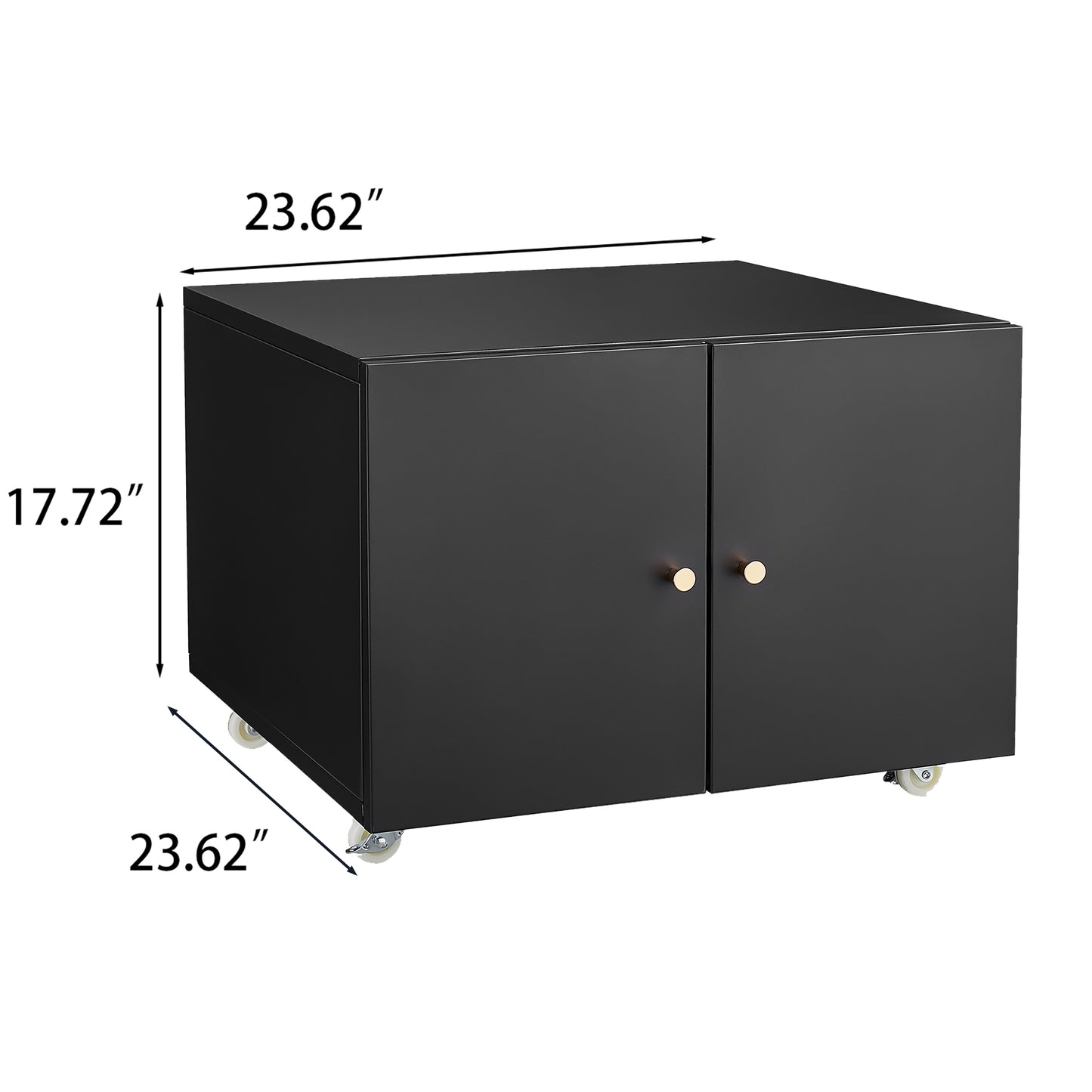 Mobile Black Steel Copier Cabinet with 2 Doors and Adjustable Storage