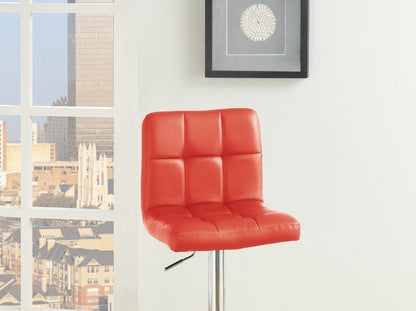 Red Faux Leather Bar Stools Set of 2 Adjustable Gas Lift