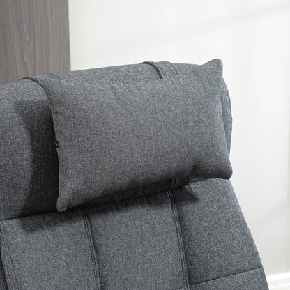 High Back Dark Grey Executive Office Chair with Adjustable Footrest, Headrest, and Padded Armrests - Swivel Task Chair with Linen-Feel Fabric