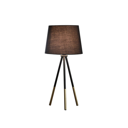 20-Inch Tripod Leg Metal Table Lamp with Black Shade, In-Line Switch, E12 Socket Matte Black / Gold Metal