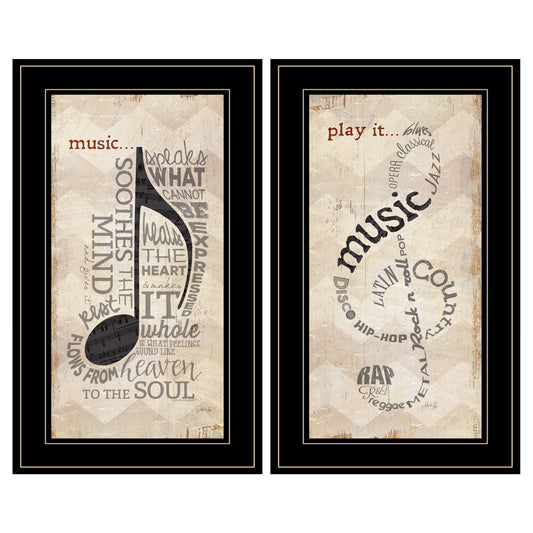 Music Framed Wall Art - 11x21 in Modern Home Decor Print for Living Room & Bedroom, Farmhouse Multicolor