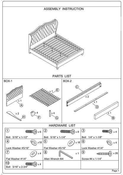 Luxurious Black Faux Leather Queen Bed Set with Wingback Headboard and Tufted Design