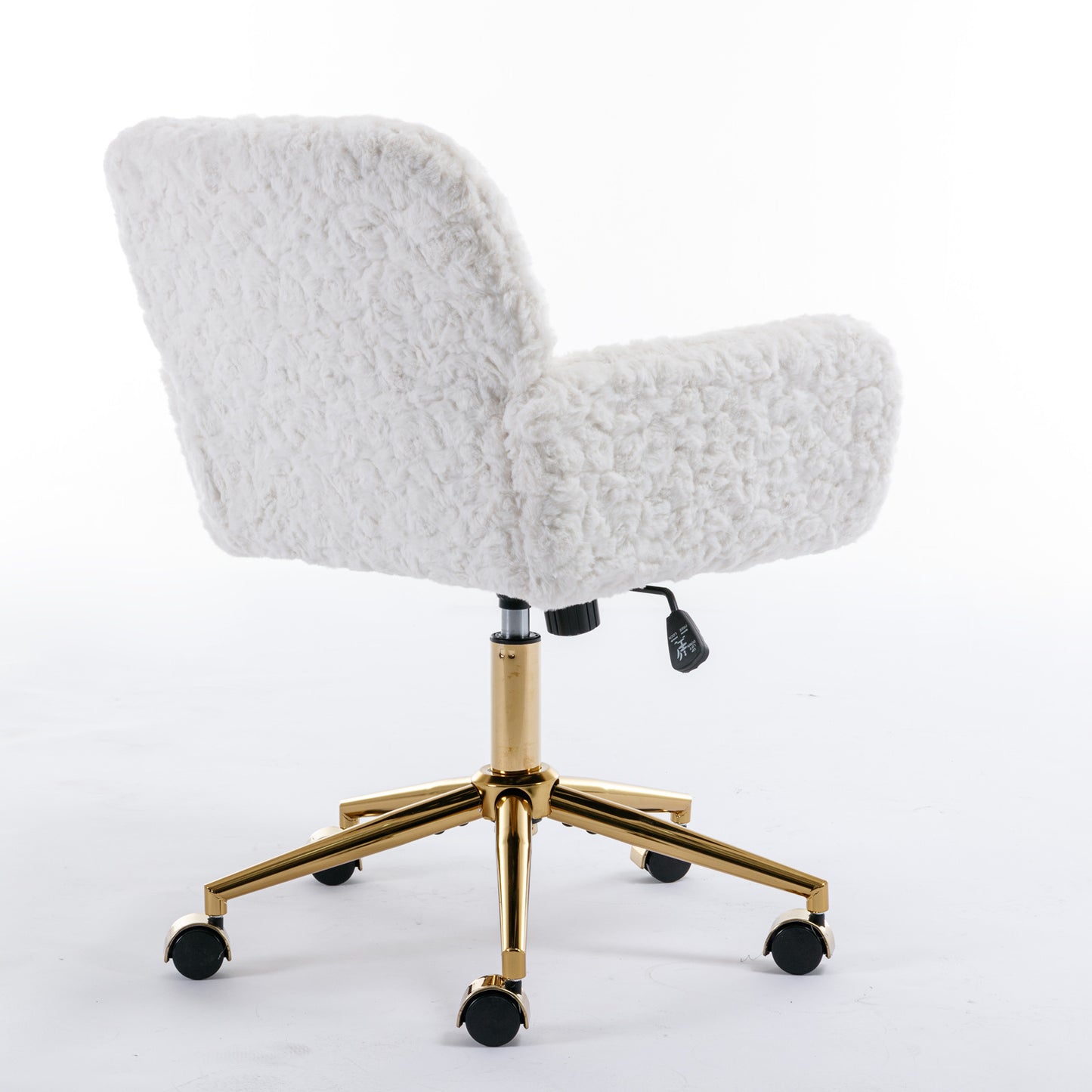 Elegant Beige Velvet Office Chair with Golden Base and Adjustable Recline, Swivel Desk & Vanity Chair