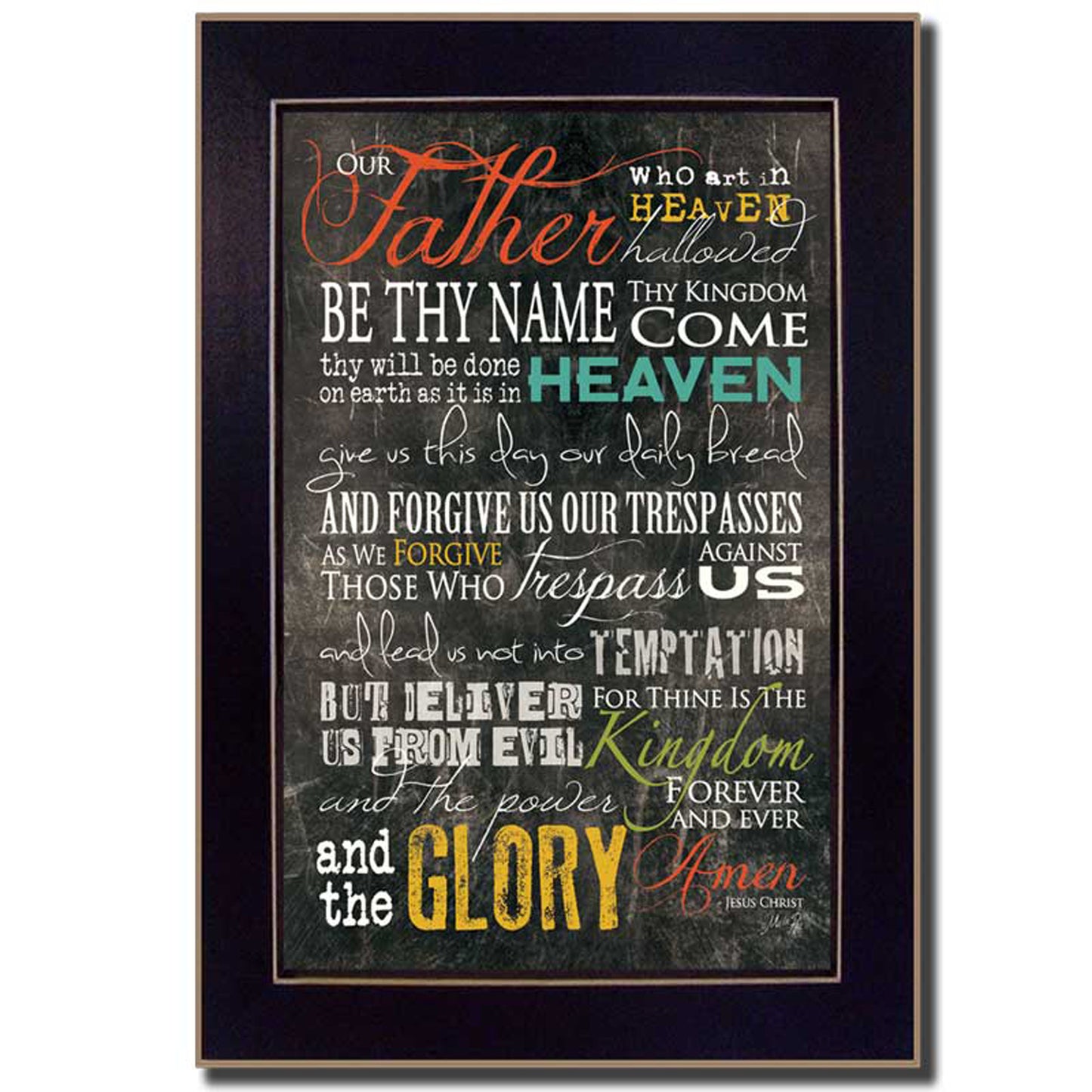Lord's Prayer Wall Art Print - Ready-to-Hang Framed Poster, 14 x 10 in, MDF Frame Multicolor