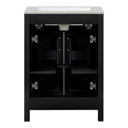 Compact 24" Luxurious Bathroom Vanity Combo with Ceramic Sink and Soft Close Doors