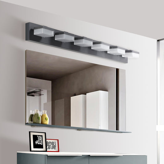 38-Inch LED Vanity Light Fixture, 6-Light Modern Iron and Acrylic for Bathroom Vanity and Makeup, Black