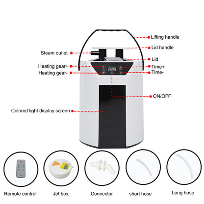 3.0L Tank Sauna Steam Generator, 360° Nozzles, 4 Gear Settings, Remote 90-Min Run Time White+Black