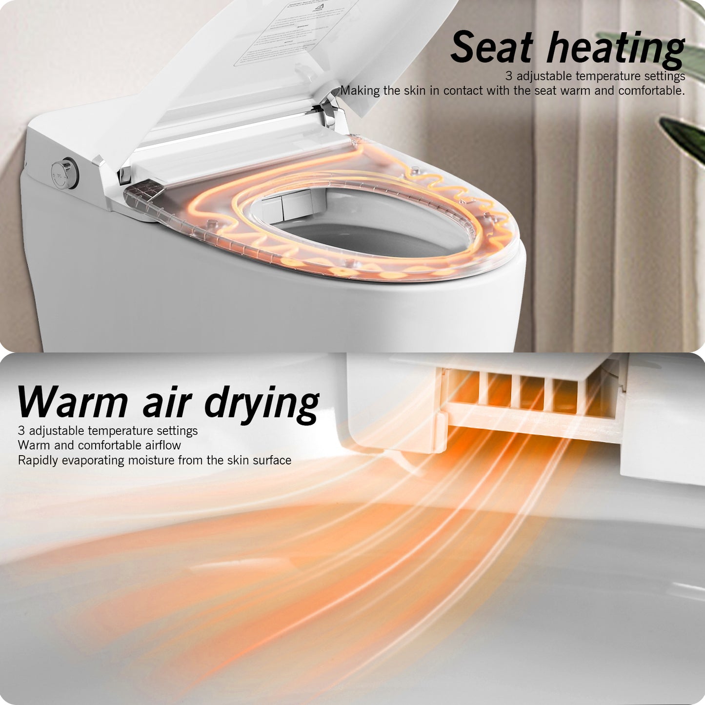 Advanced Smart Toilet Bidet System with Foot Sensor Opening, Remote Control, and Self-Cleaning Heated Seat