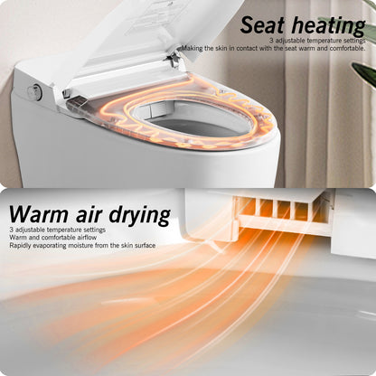 Advanced Smart Toilet Bidet System with Foot Sensor Opening, Remote Control, and Self-Cleaning Heated Seat