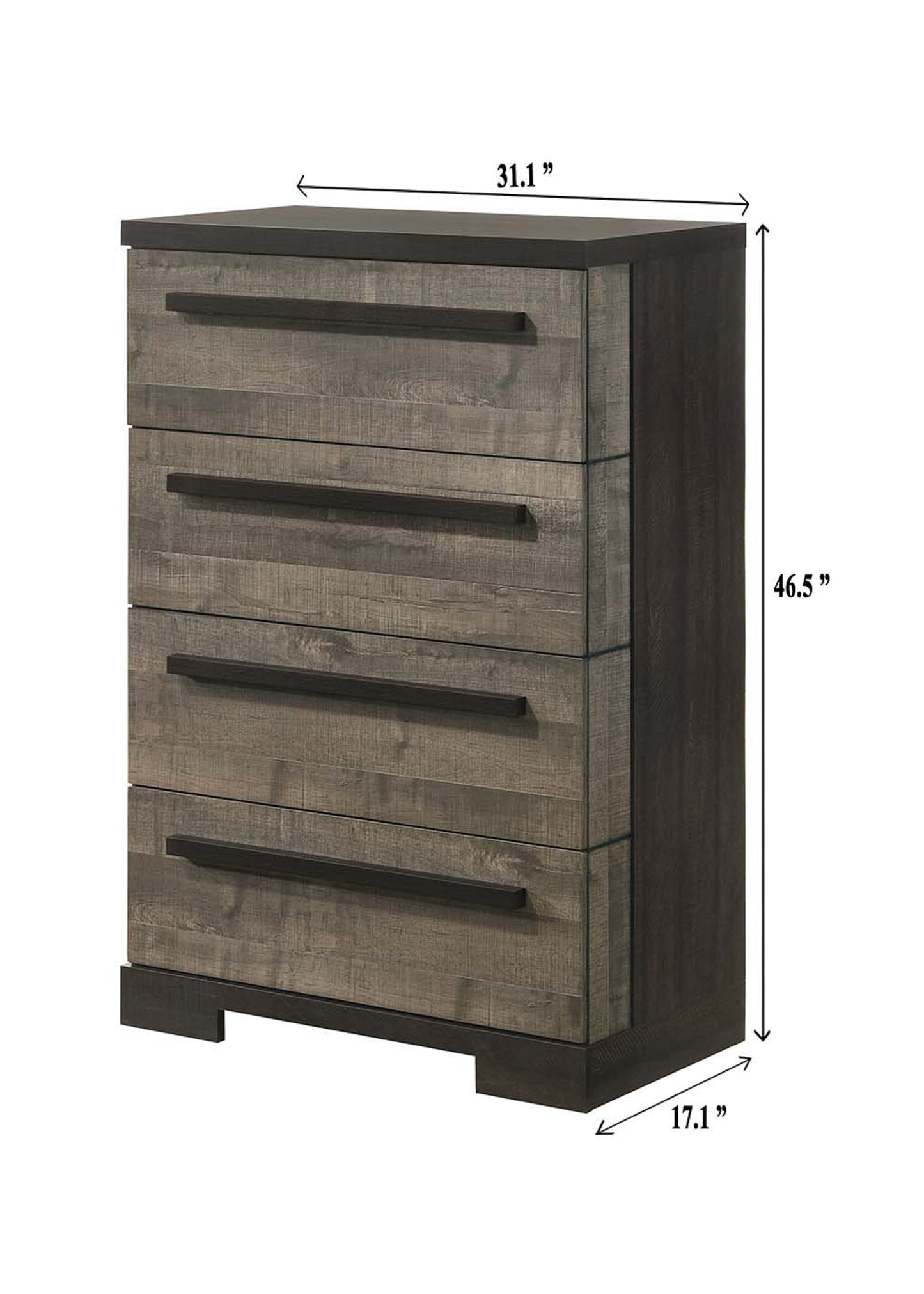 Modern 4-Drawer Chest in Brown Gray - Stylish Wooden Storage Solution for Bedrooms