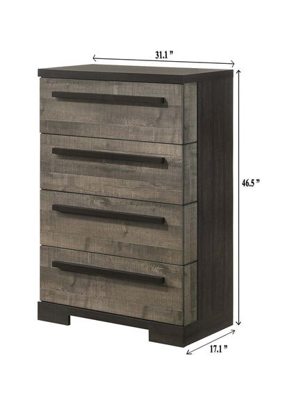 Modern 4-Drawer Chest in Brown Gray - Stylish Wooden Storage Solution for Bedrooms