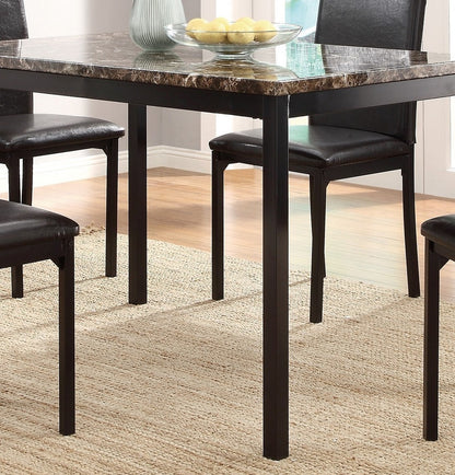 Dining Table 48 By 30 Faux Marble Top Black Metal Finish