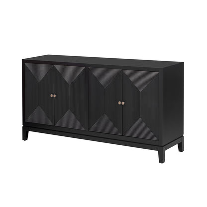 U_STYLE Sleek Storage Cabinet Sideboard Buffet with Vertical Line Design,Suitable for Study,Entrance and Living Room