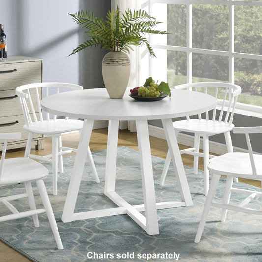 Modern Round Sturdy Dining Table With Trestle Base White