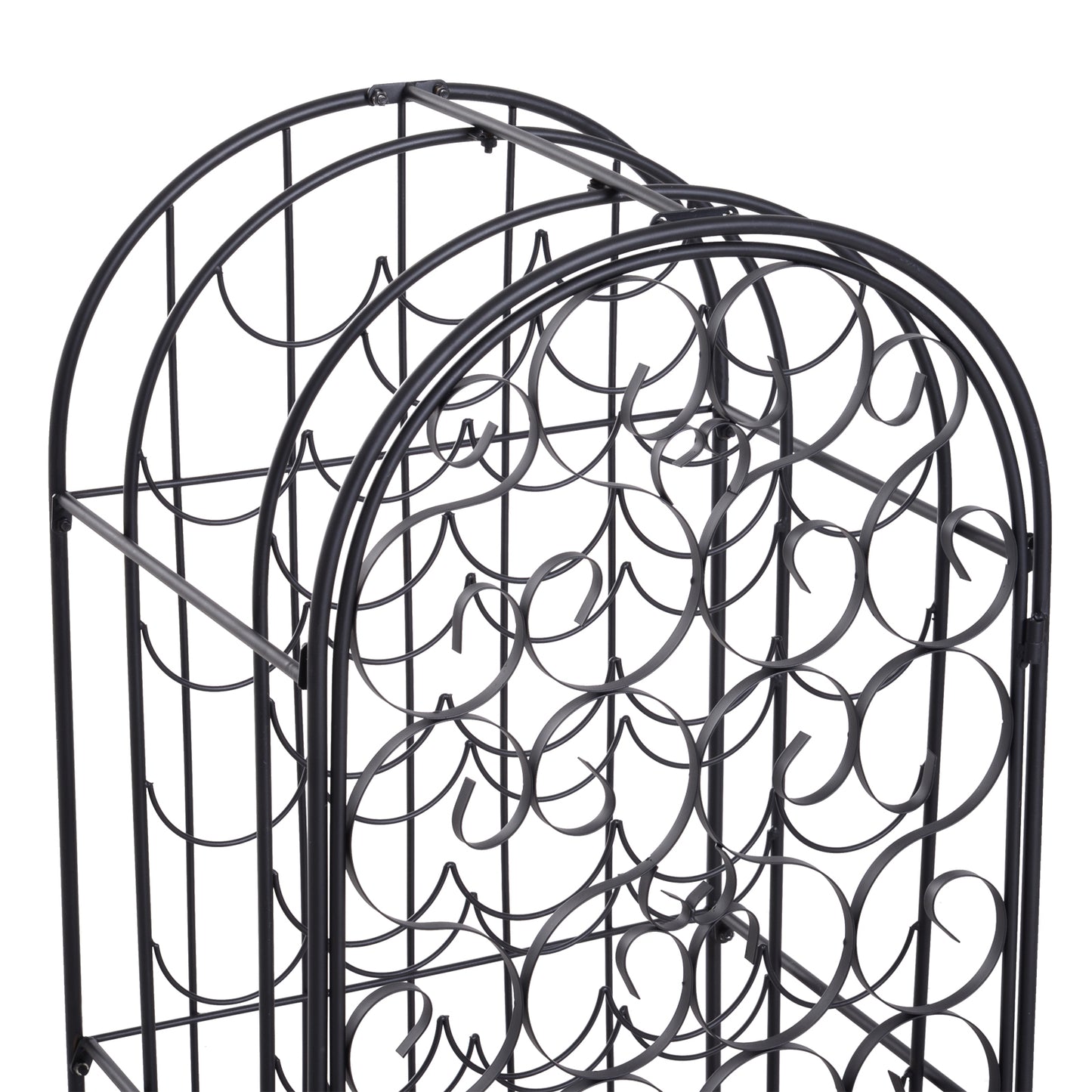 Black Wrought Iron Wine Cabinet With Lock For 35 Bottles