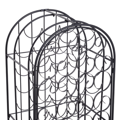 Black Wrought Iron Wine Cabinet With Lock For 35 Bottles