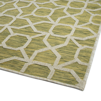 2' x 3' Rectangle Indoor/Outdoor Rug with Geometric Texture, High-Low Cut & Loop, Power Loomed Lime Green