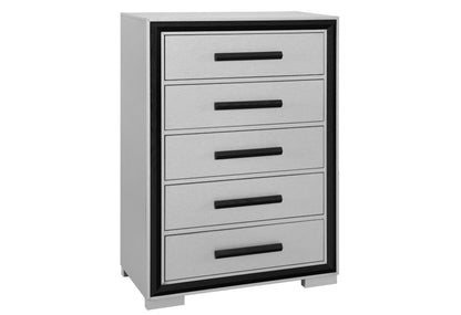 Modern Grey and Black 5-Drawer Chest