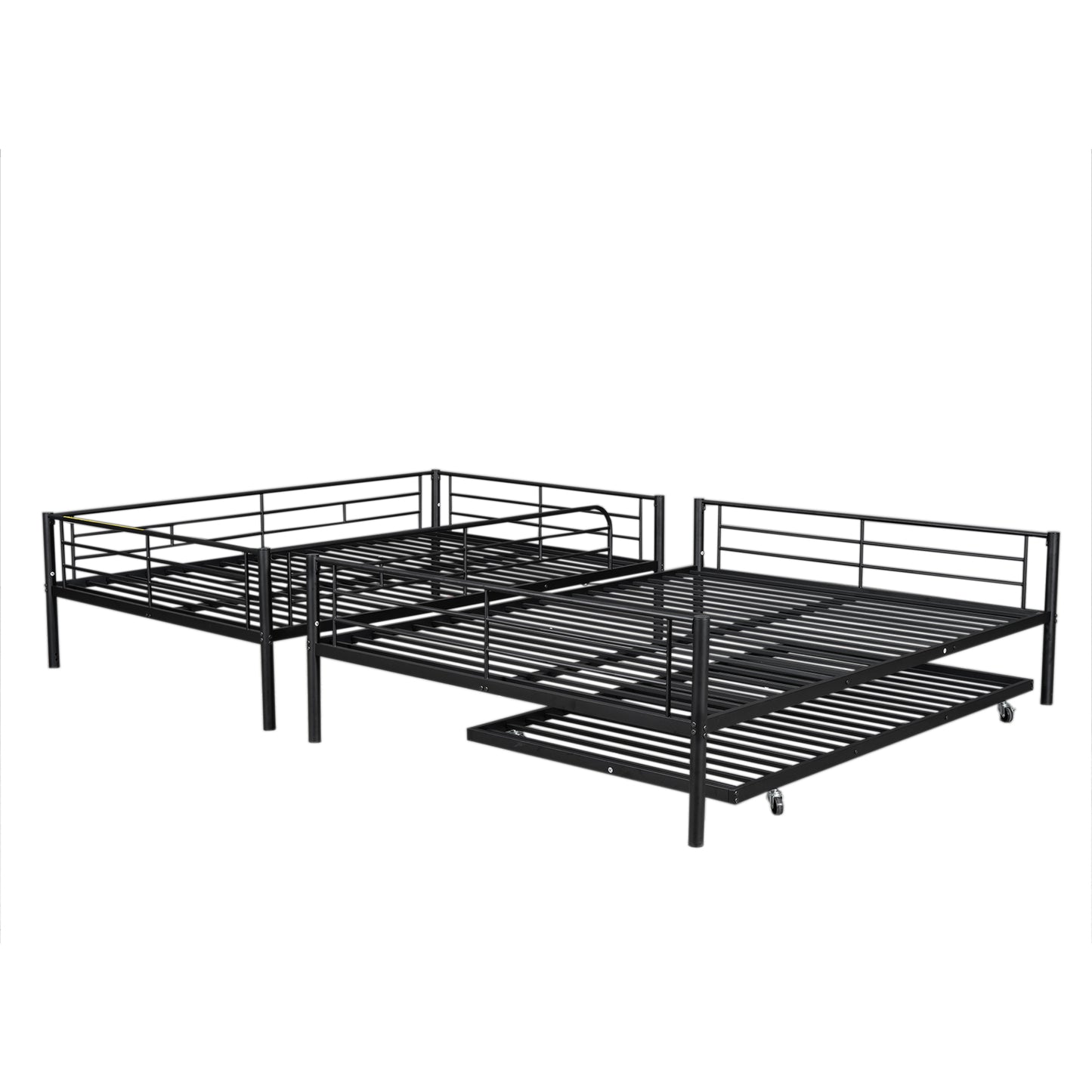 Stylish Black Full XL Over Queen Metal Bunk Bed with Trundle for Optimal Space Utilization