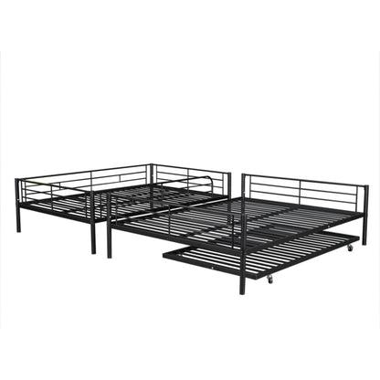 Stylish Black Full XL Over Queen Metal Bunk Bed with Trundle for Optimal Space Utilization