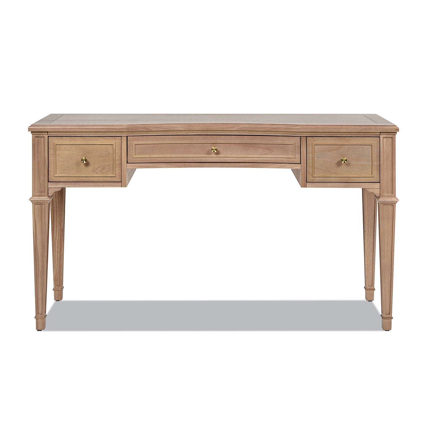 Elegant 55" Solid Wood Executive Desk with 3 Soft-Close Drawers in Natural Brown Finish