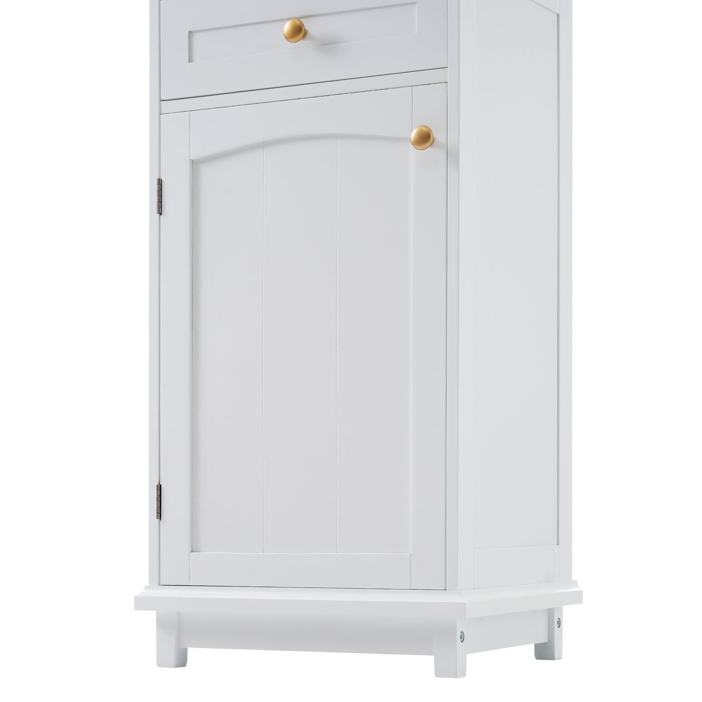 Elegant 63" Tall White Bathroom Storage Cabinet with Glass Doors, Two Drawers, Adjustable Shelves, and Anti-Tipping Design - Perfect for Organizing and Displaying Essentials