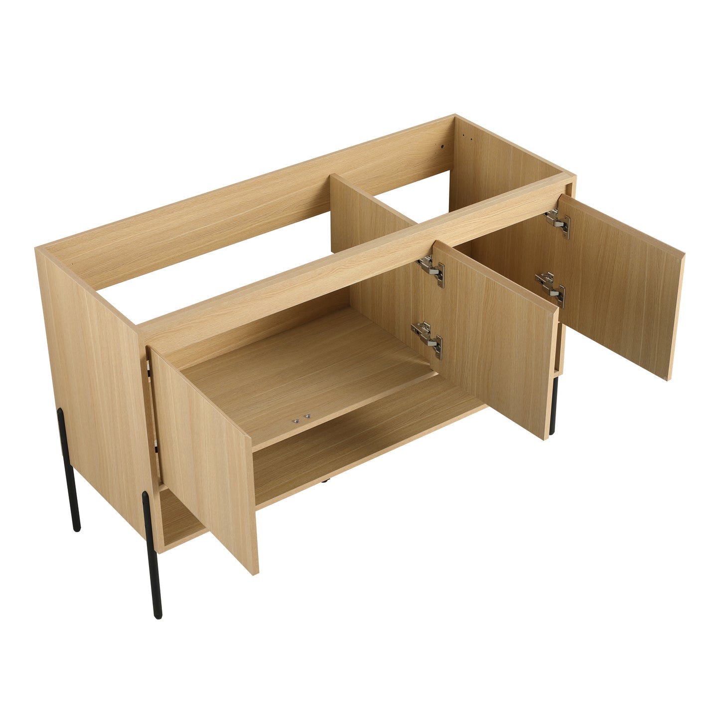 Modern Oak 48" Bathroom Vanity Set with Single Resin Sink and 3-Door Storage Cabinet