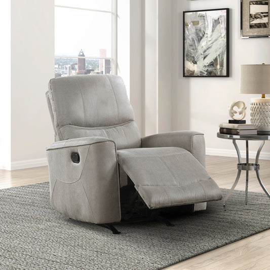 Modern Transitional Rocker Recliner with Solid Wood Frame, Microfiber Upholstery, 300 lb Capacity Gray