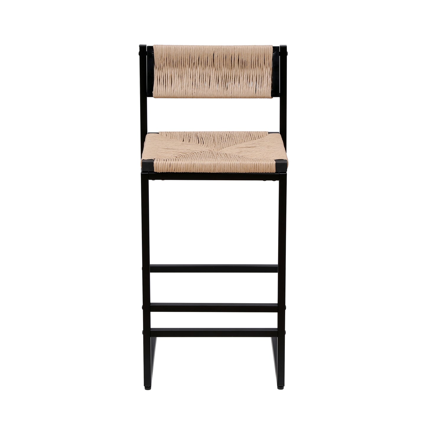 Honey Bar Stools Set Of 2 Handwoven Paper Rope Back Chairs