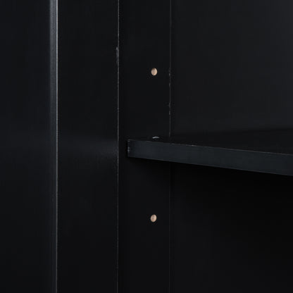 Stylish Tall Black Bathroom Storage Cabinet with Removable Laundry Basket and Ample Organizing Space