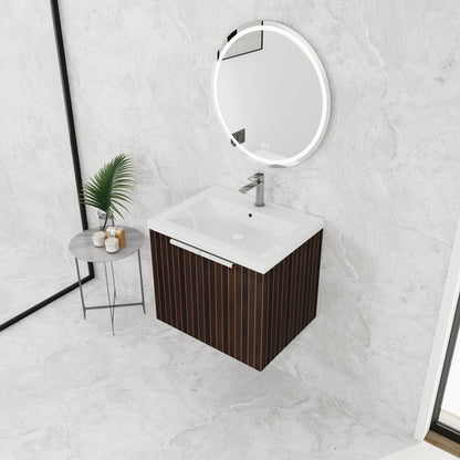 24-Inch Wall-Mounted Bathroom Vanity with Soft-Close Doors and Resin Sink for Compact Spaces