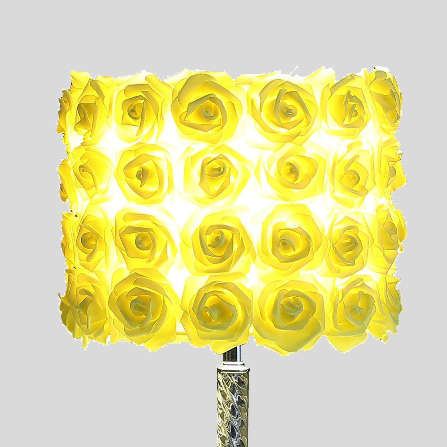 18.25-Inch Table Lamp with Acrylic/Metal Body, Drum Shade, E26 Socket, 110-120V, 80W Max, Switch, UL Listed, Yellow